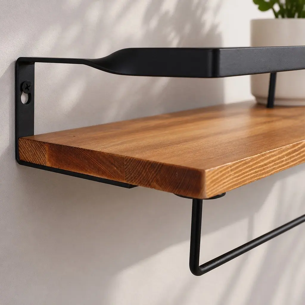 Floating Shelf Brackets Industrial Style Metal Rail 40cm x 15cm x 6.8cm