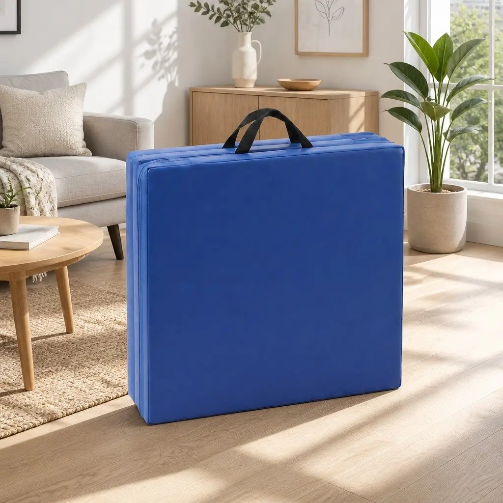 Gymnastics Mat Folding Portable 3 Fold 180x60cm Blue