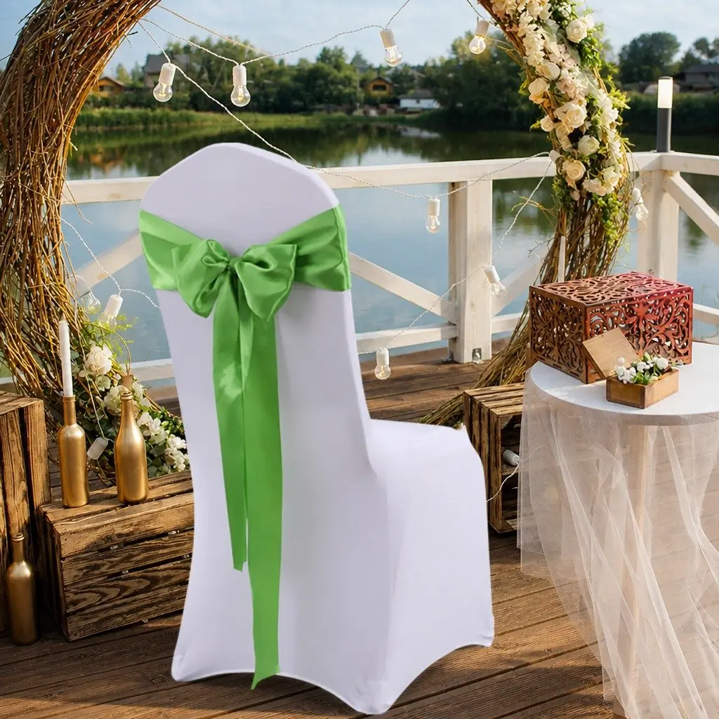 Chair Sashes Satin Fabric Grass Green 20 Piece 278L x 18W cm for Weddings Parties Banquets