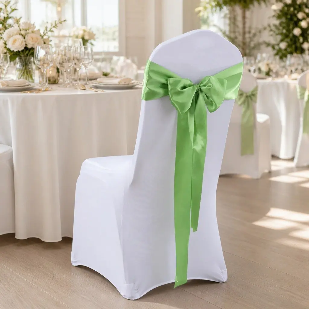 Satin Table Runner Chair Sash Grass Green 278cm