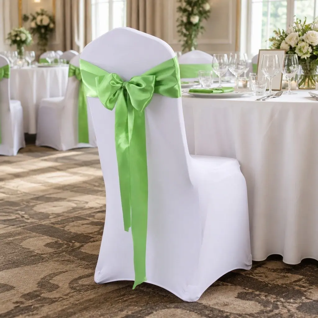 Satin Table Runner Chair Sash Grass Green 278cm