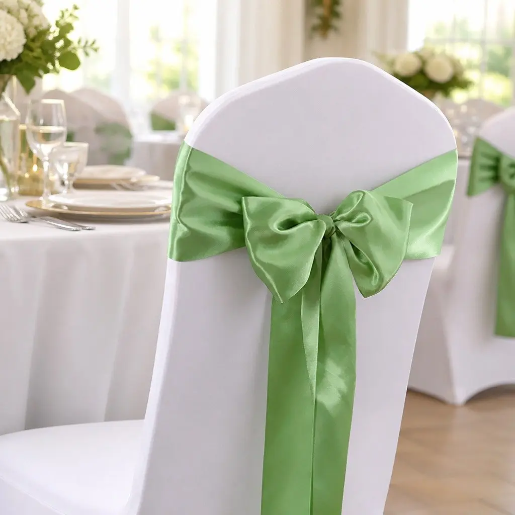 Satin Table Runner Chair Sash Grass Green 278cm