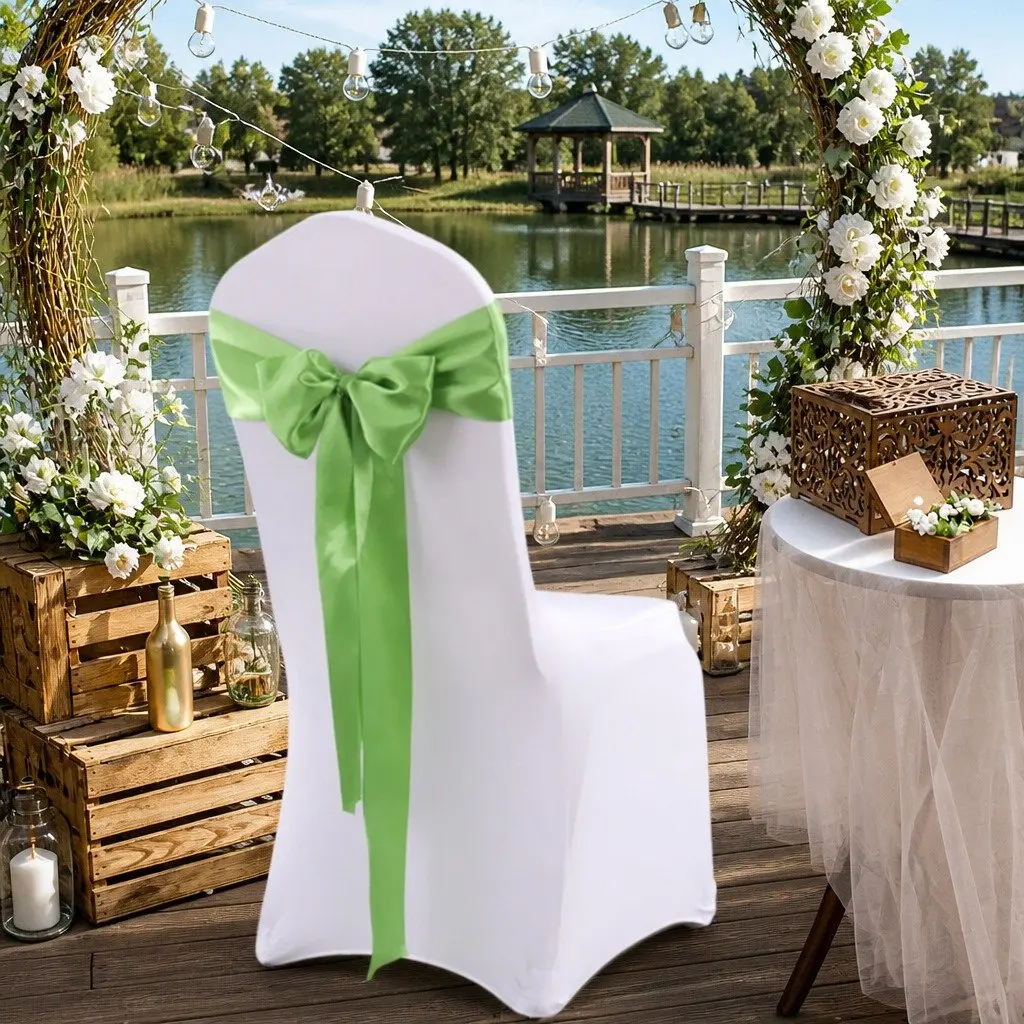 Satin Table Runner Chair Sash Grass Green 278cm