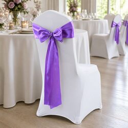 50x Satin Chair Sashes Cloth Cover Wedding Ceremony Party Lavender Decoration