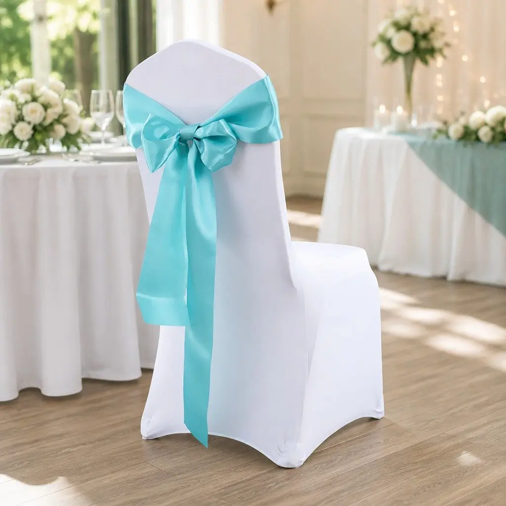 50 Pack Satin Chair Sashes Wedding Event Venue Decoration Cloth Cover Bows