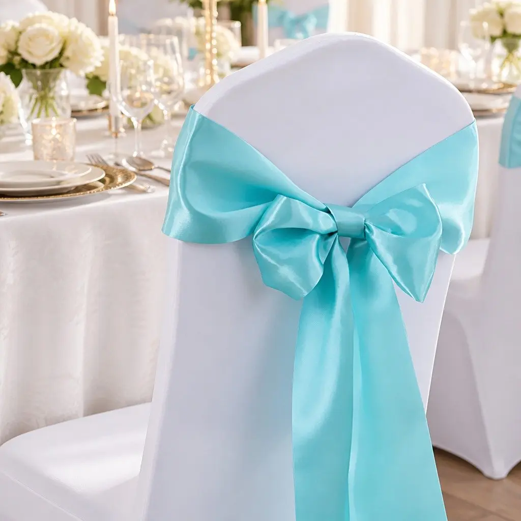 Satin Chair Sashes Stain Resistant 278cm x 18cm 50 Pieces for Wedding Event Decoration