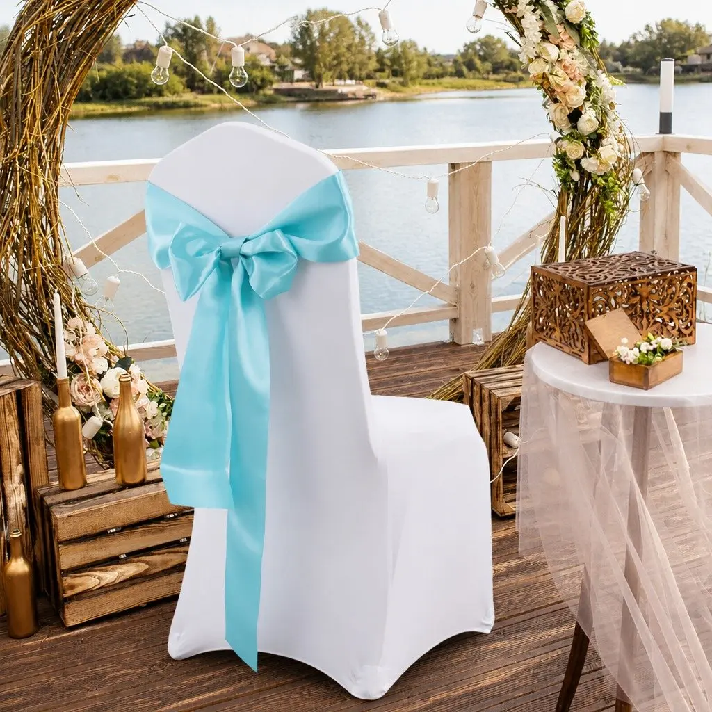 Satin Chair Sashes Stain Resistant 278cm x 18cm 50 Pieces for Wedding Event Decoration