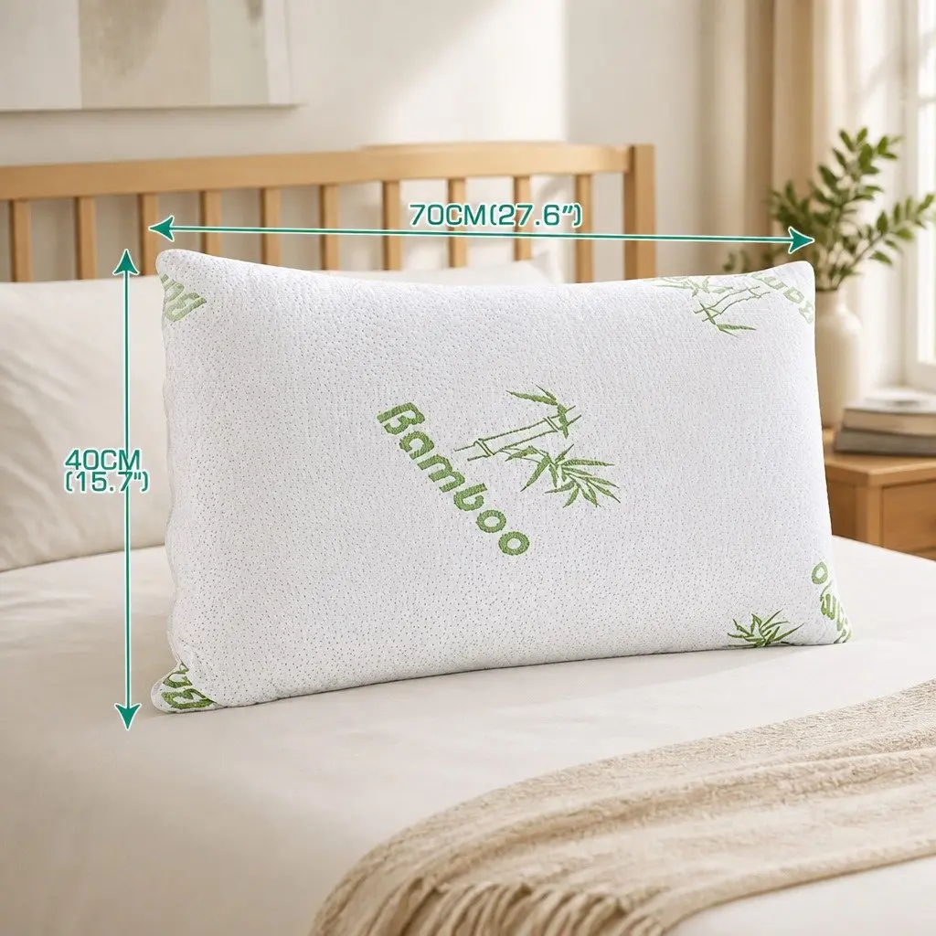 Memory Foam Pillow Bamboo Fabric Cover Neck Support Pressure Relief Sleep