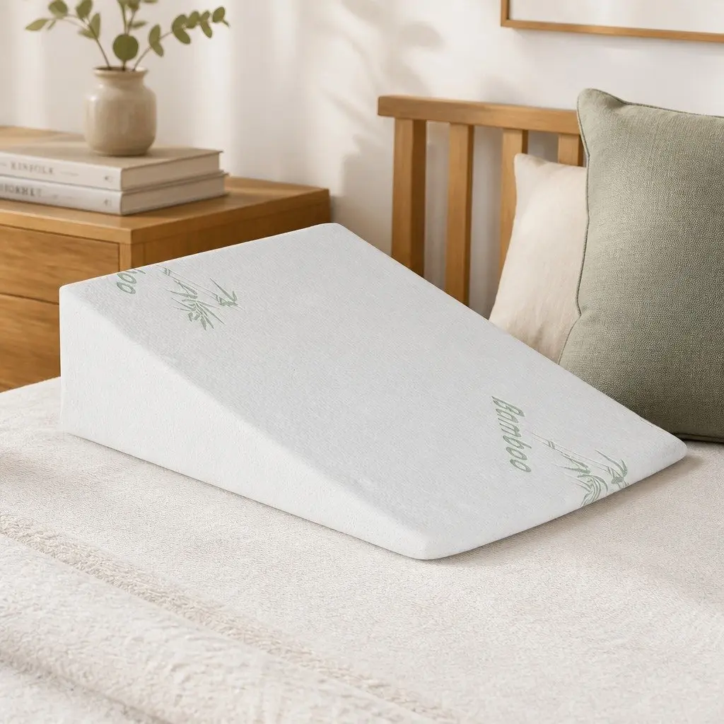 Memory Foam Wedge Pillow Support for Back and Legs Incline Cushion Multi-Purpose Sleep and Lounging Options Available in Four Thicknesses White
