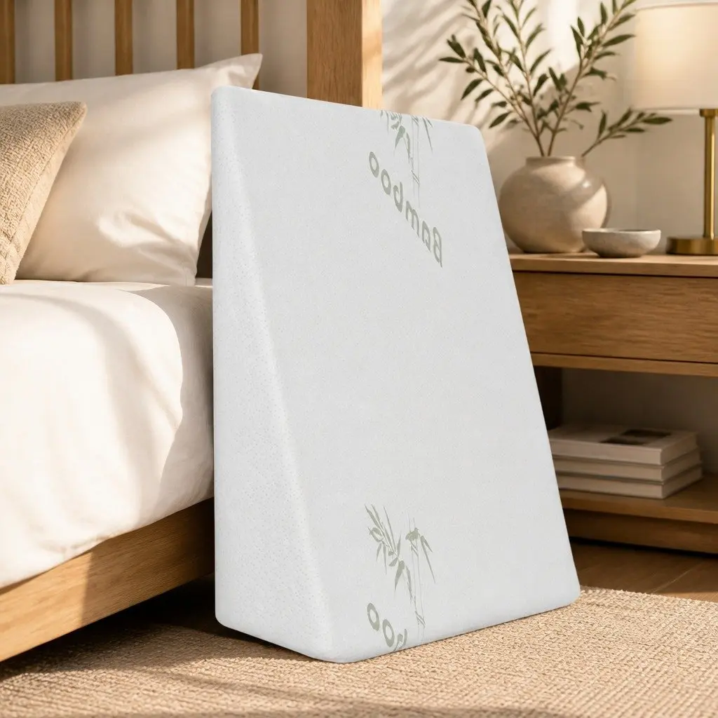 Memory Foam Wedge Pillow Support for Back and Legs Incline Cushion Multi-Purpose Sleep and Lounging Options Available in Four Thicknesses White
