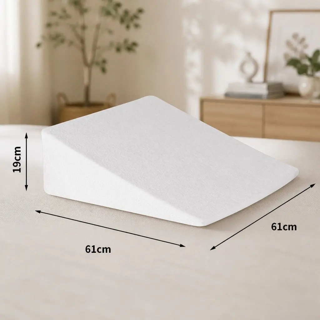 Memory Foam Wedge Pillow Support for Back and Legs Incline Cushion Multi-Purpose Sleep and Lounging Options Available in Four Thicknesses White