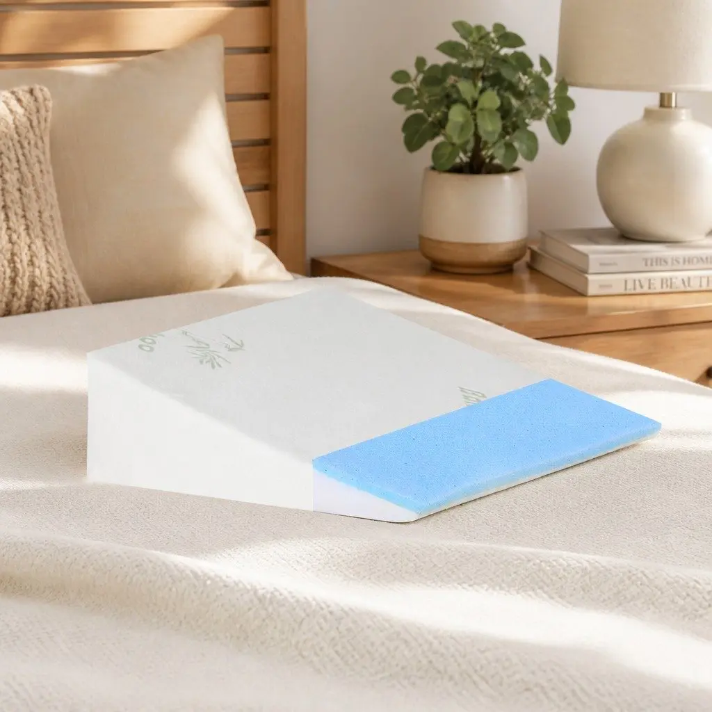 Memory Foam Wedge Pillow Support for Back and Legs Incline Cushion Multi-Purpose Sleep and Lounging Options Available in Four Thicknesses White