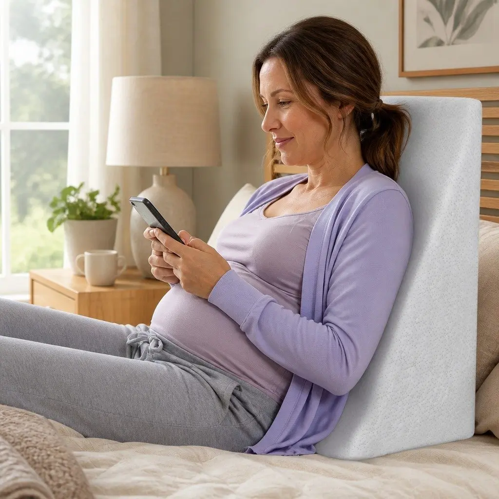 Memory Foam Wedge Pillow Support for Back and Legs Incline Cushion Multi-Purpose Sleep and Lounging Options Available in Four Thicknesses White