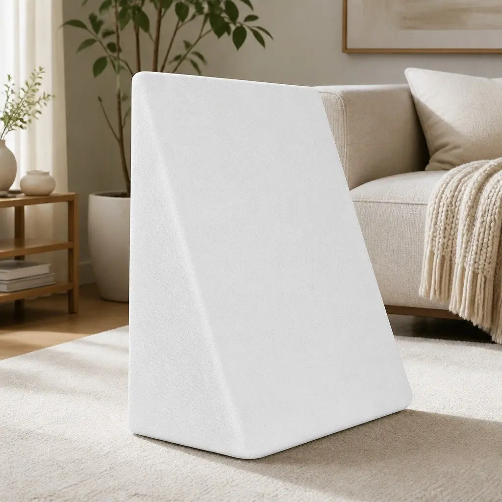 Memory Foam Wedge Pillow 25cm White Incline Support for Back and Legs Lounging
