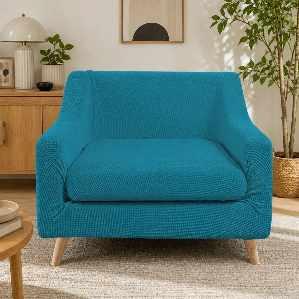 Sofa Cover Removable Stretch Protector 1 Seater Green 2 Piece Machine Washable