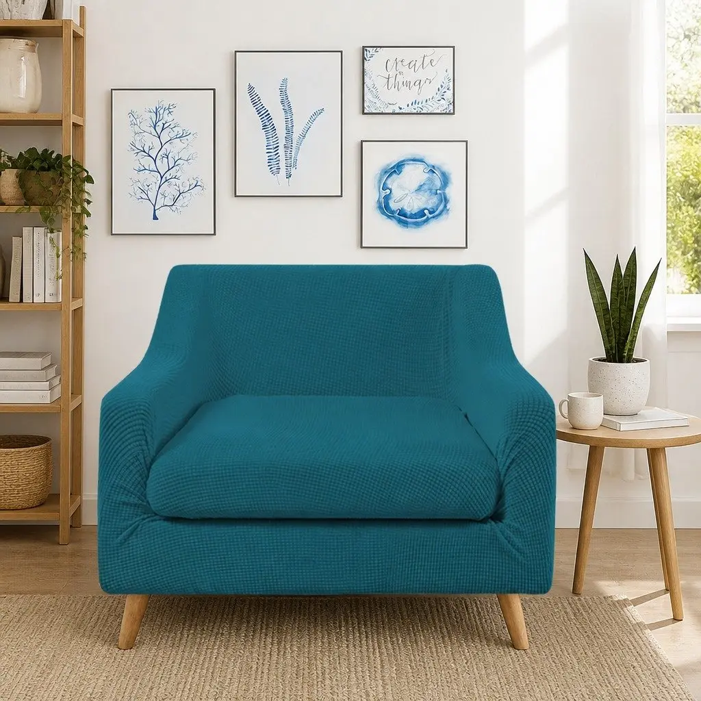 Sofa Cover Removable Stretch Protector 1 Seater Green 2 Piece Machine Washable