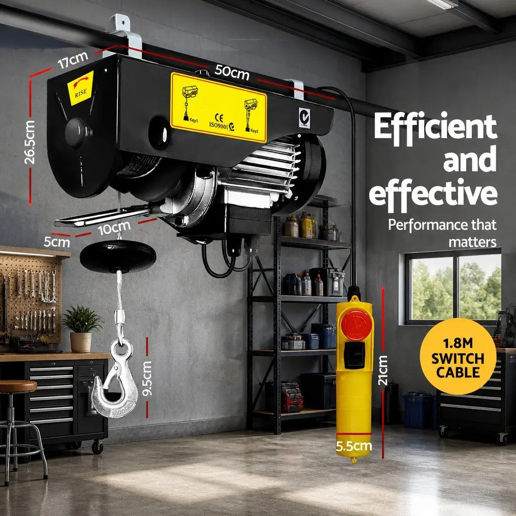 Electric Hoist Winch 500/1000KG Cable 20M Rope Remote Control Chain Lifting Tool