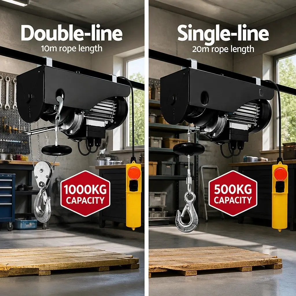 Electric Hoist Winch 500/1000KG Cable 20M Rope Remote Control Chain Lifting Tool