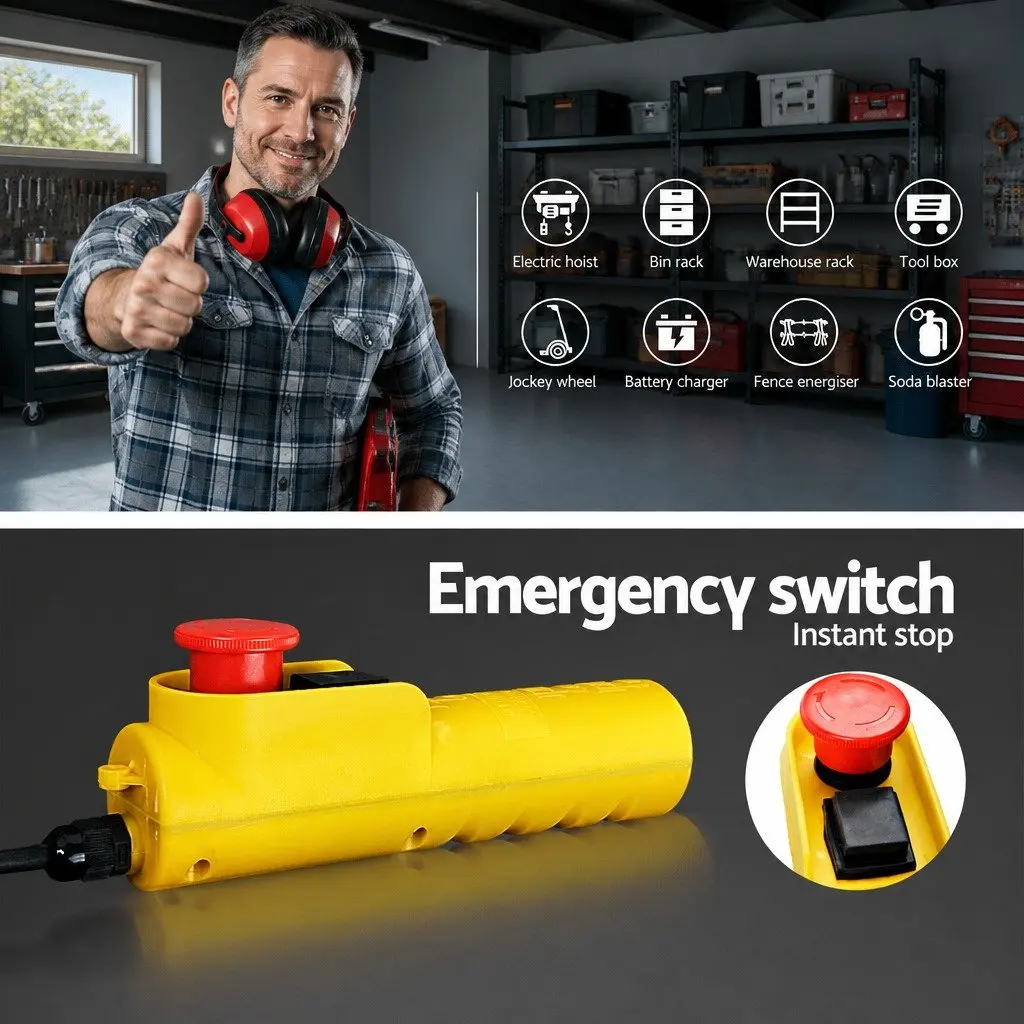 Electric Hoist Winch 500/1000KG Cable 20M Rope Remote Control Chain Lifting Tool