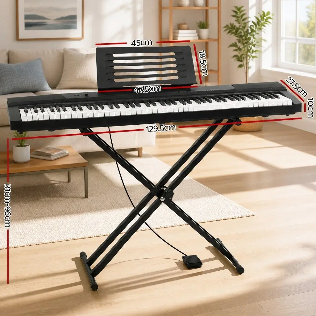 88 Key Electronic Piano Keyboard Digital Touch Sensitive with Sustain Pedal and Adjustable Stand