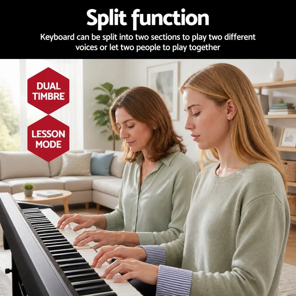 88 Key Electronic Piano Keyboard Digital Touch Sensitive with Sustain Pedal and Adjustable Stand