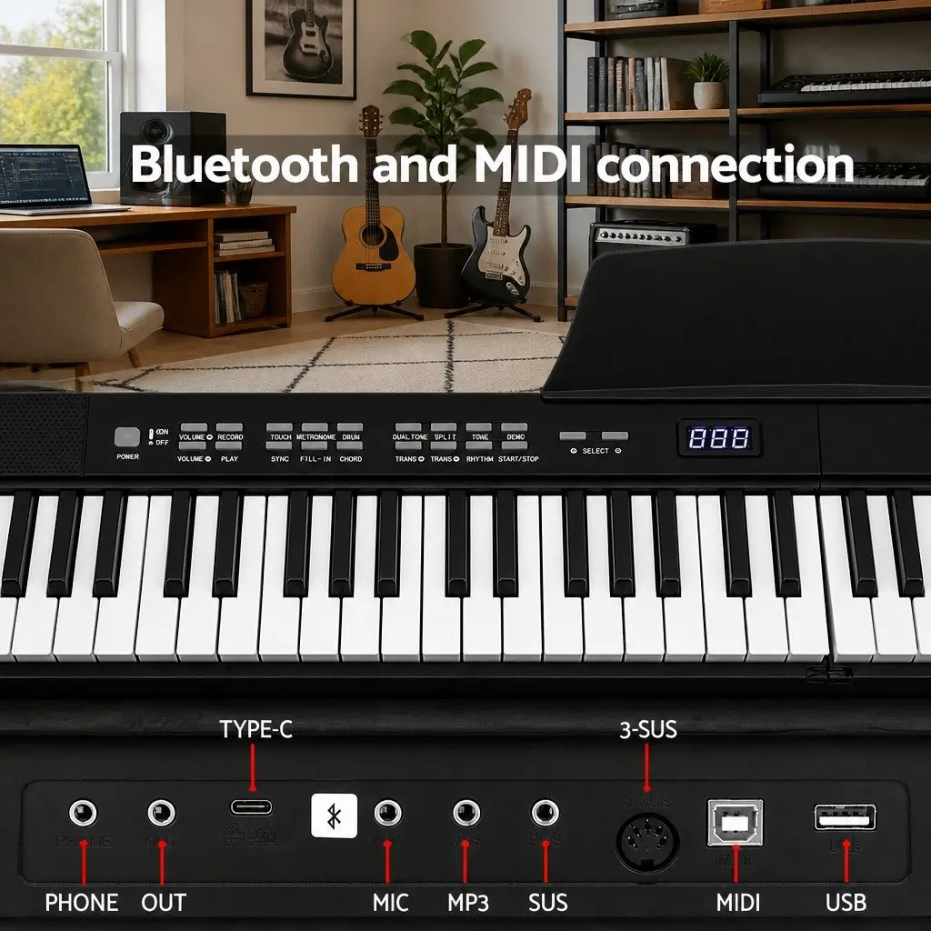 88 Key Electronic Piano Keyboard Foldable Digital Music MIDI USB Bluetooth