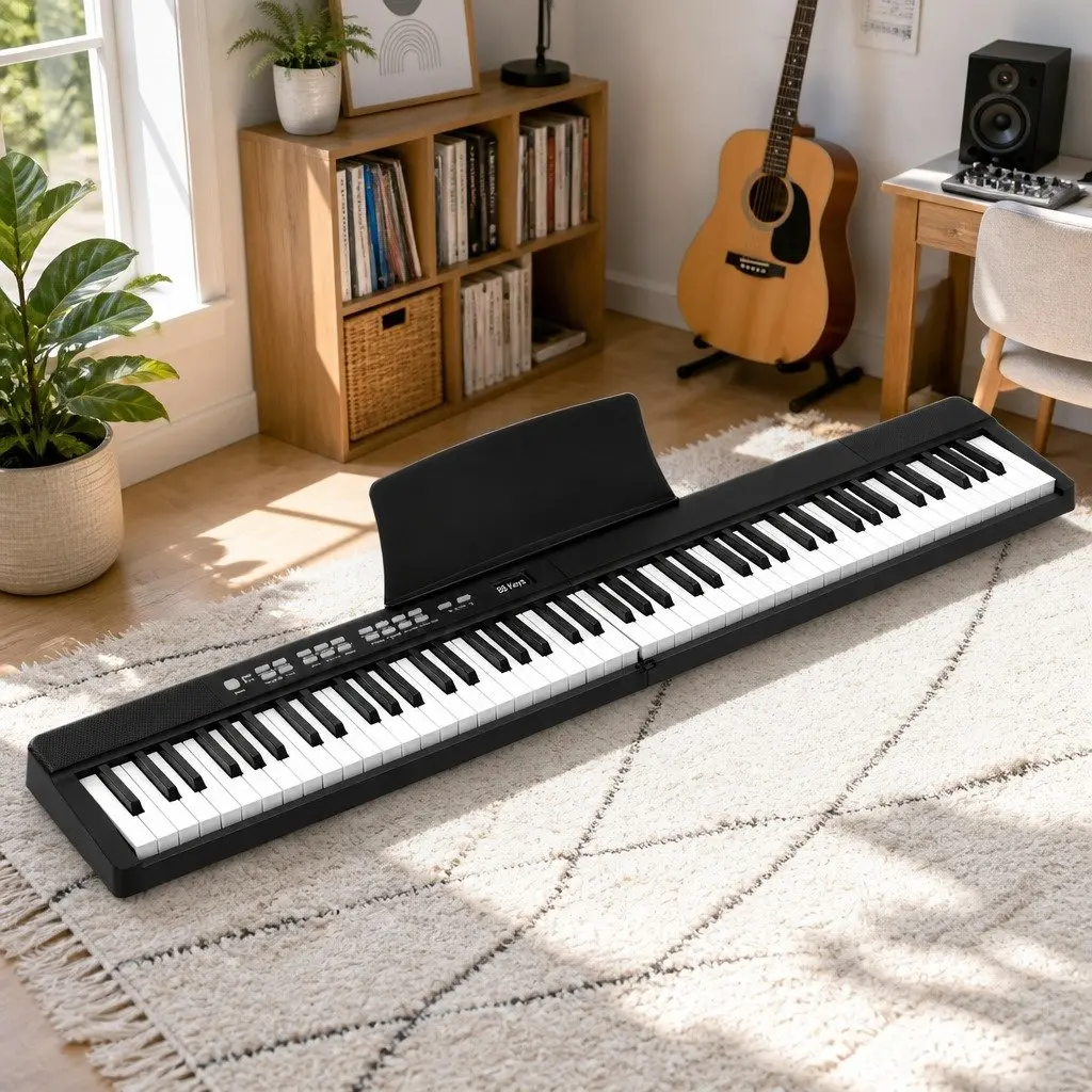 88 Key Electronic Piano Keyboard Foldable Digital Music MIDI USB Bluetooth
