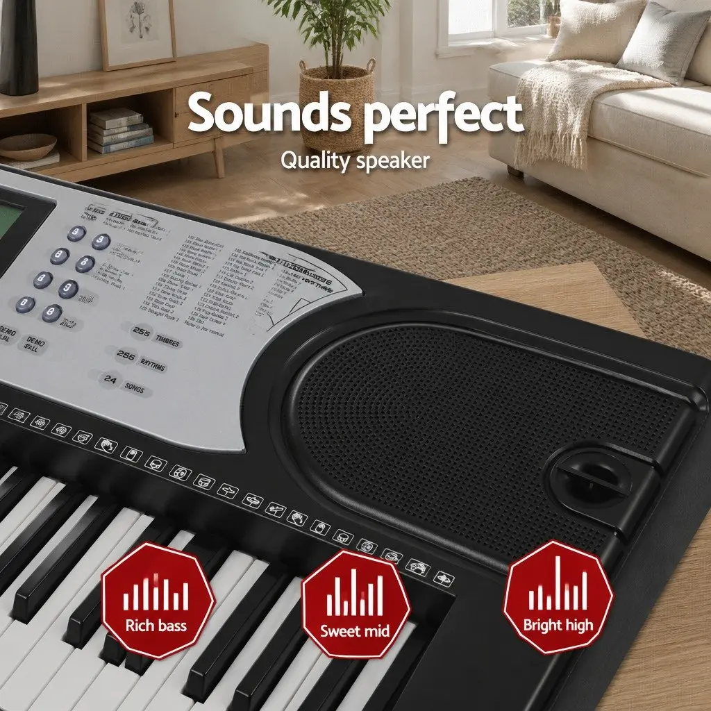 61-Key Electronic Piano Keyboard Digital Music Instrument with Adjustable Stand Silver