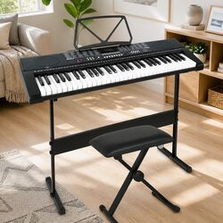 61-Key Electronic Piano Keyboard Digital Portable Music With Stand Stool Speaker