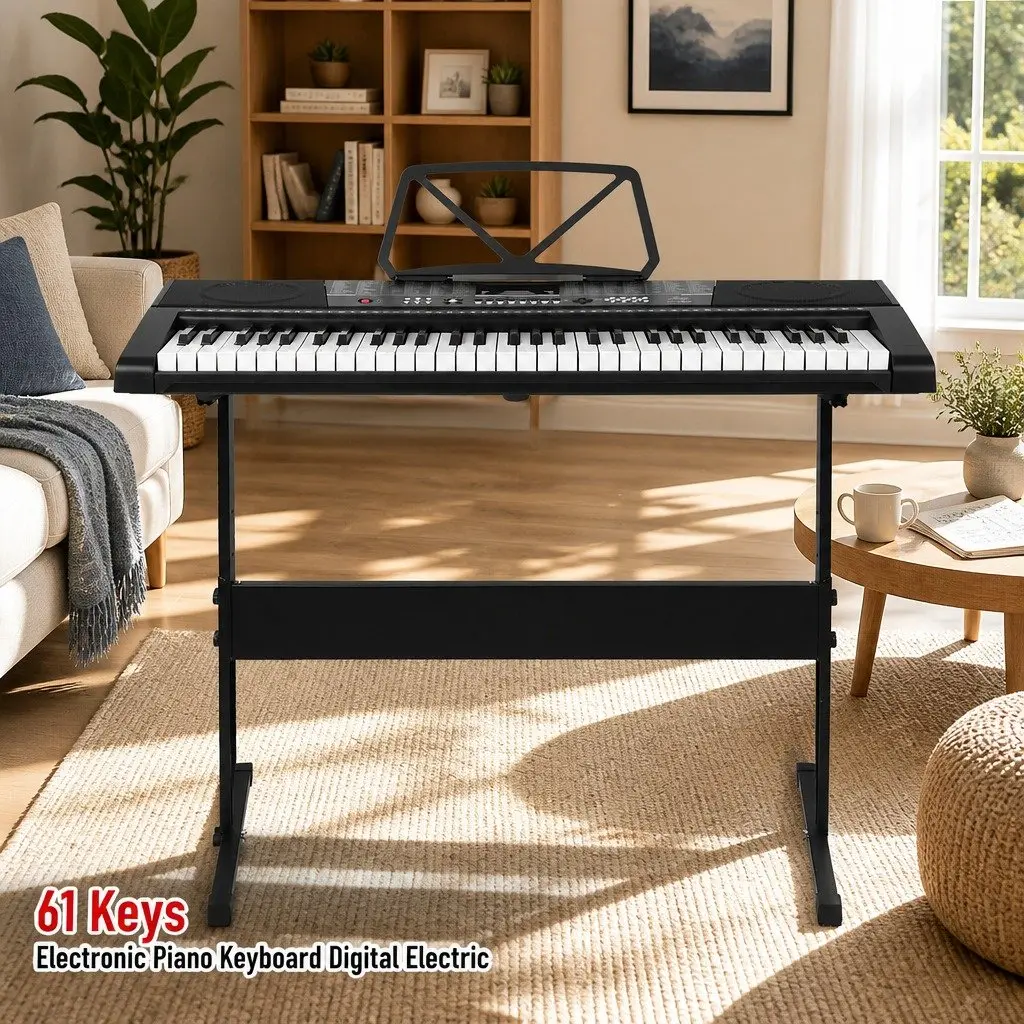 61 Keys Electronic Piano Keyboard Digital Musical Instrument with Adjustable Stand