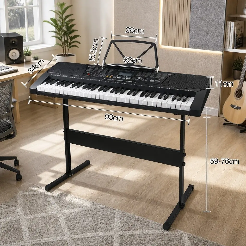 61-Key Electronic Keyboard Piano Lighted Keys LCD Display