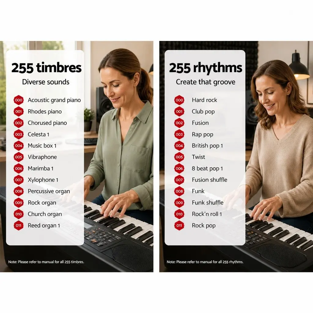 61-Key Electronic Keyboard Piano Lighted Keys LCD Display