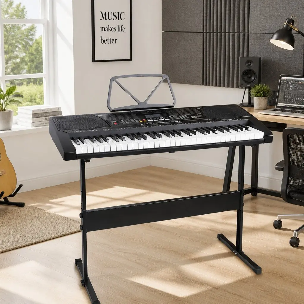 61-Key Electronic Keyboard Piano Lighted Keys LCD Display