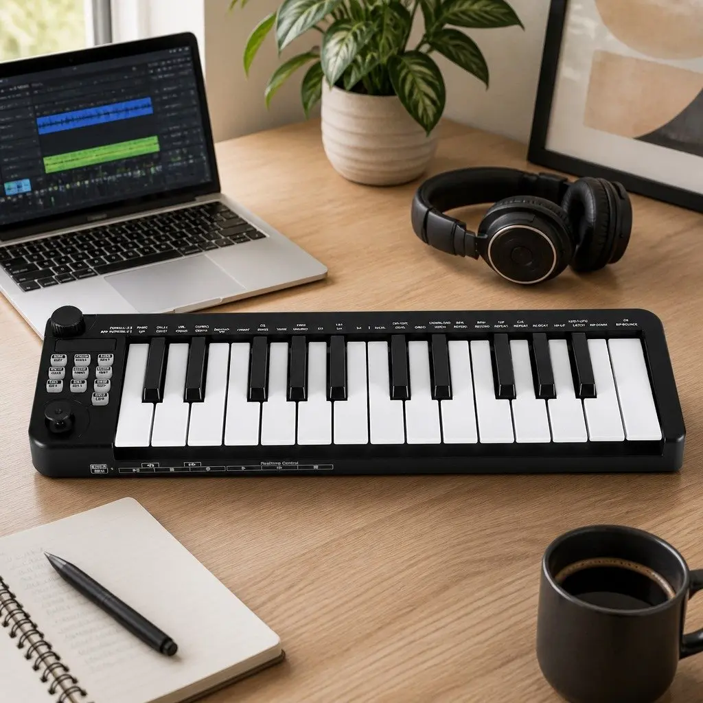MIDI Keyboard Controller Portable 25-Key Black