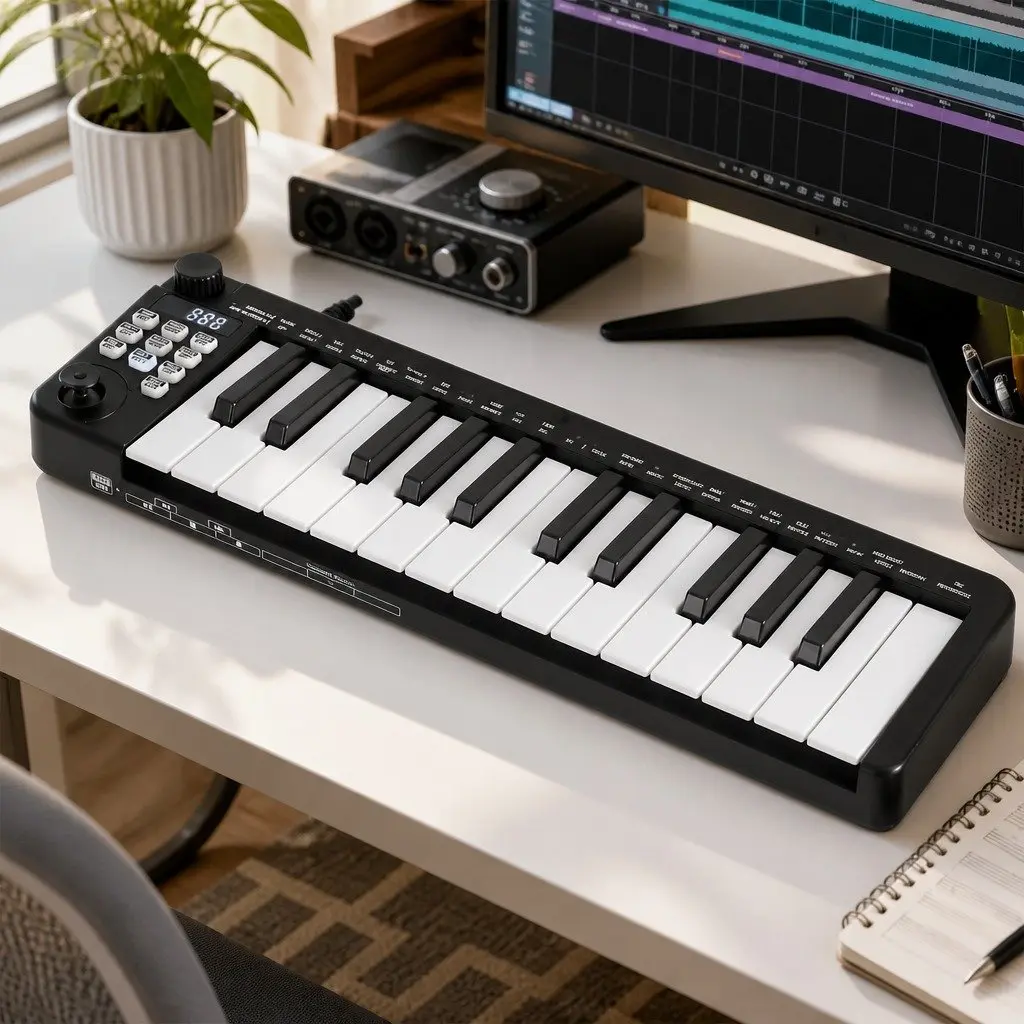 MIDI Keyboard Controller Portable 25-Key Black