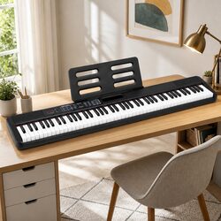 88-Key Electronic Piano Keyboard Weighted Keys Bluetooth Learning Mode Black