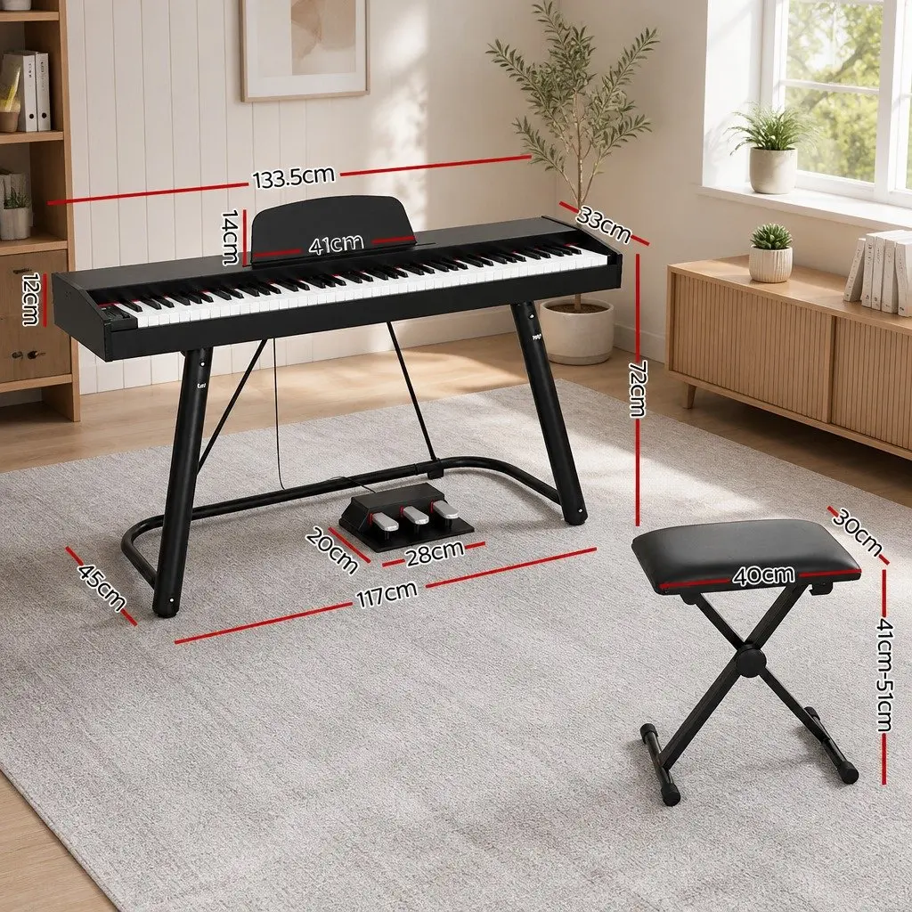 88 Keys Electronic Piano Keyboard Digital Weighted Semi Keys Music Stand Stool