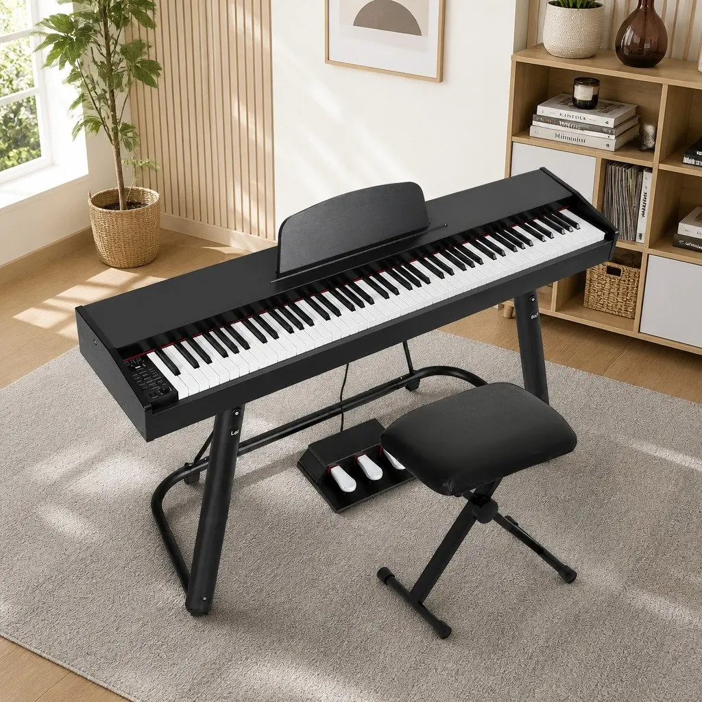 88 Keys Electronic Piano Keyboard Digital Weighted Semi Keys Music Stand Stool