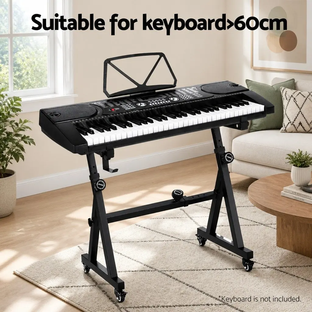Adjustable Heavy Duty Piano Stand Z-Frame Black with Lockable Wheels