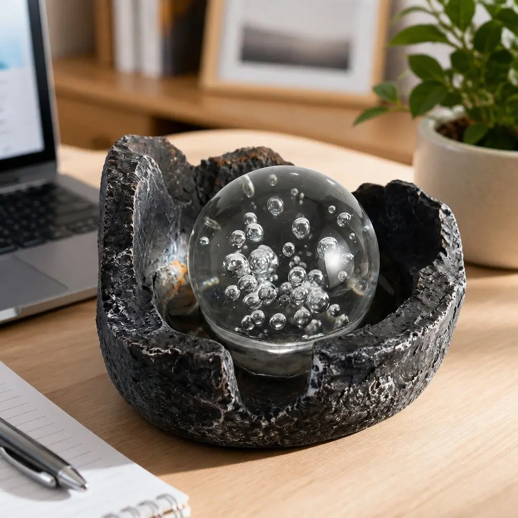 Tabletop Water Fountain Resin Indoor Water Feature 3 Flow Levels 19cm x 19cm x 24cm