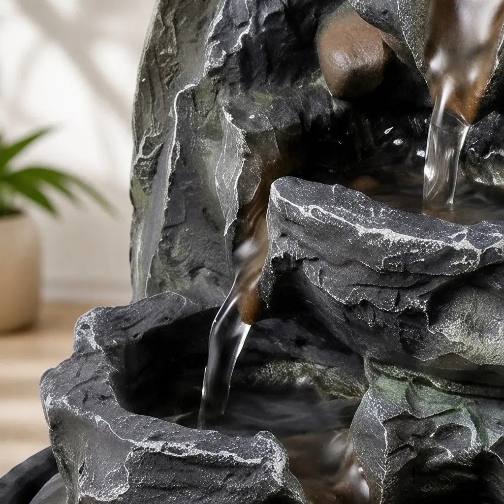 Tabletop Water Fountain Resin Indoor Water Feature 3 Flow Levels 19cm x 19cm x 24cm
