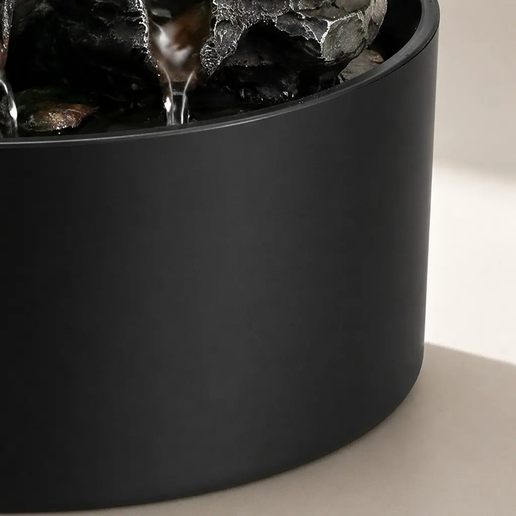 Tabletop Water Fountain Resin LED Light 19cm x 19cm x 24cm 3 Flow Levels Waterfall Desktop Office