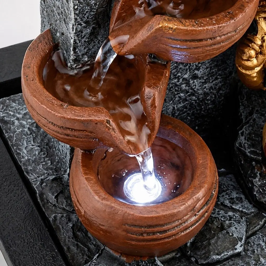 Desktop Fountain LED Tabletop Water Feature Zen Mini Office Living Room Decor