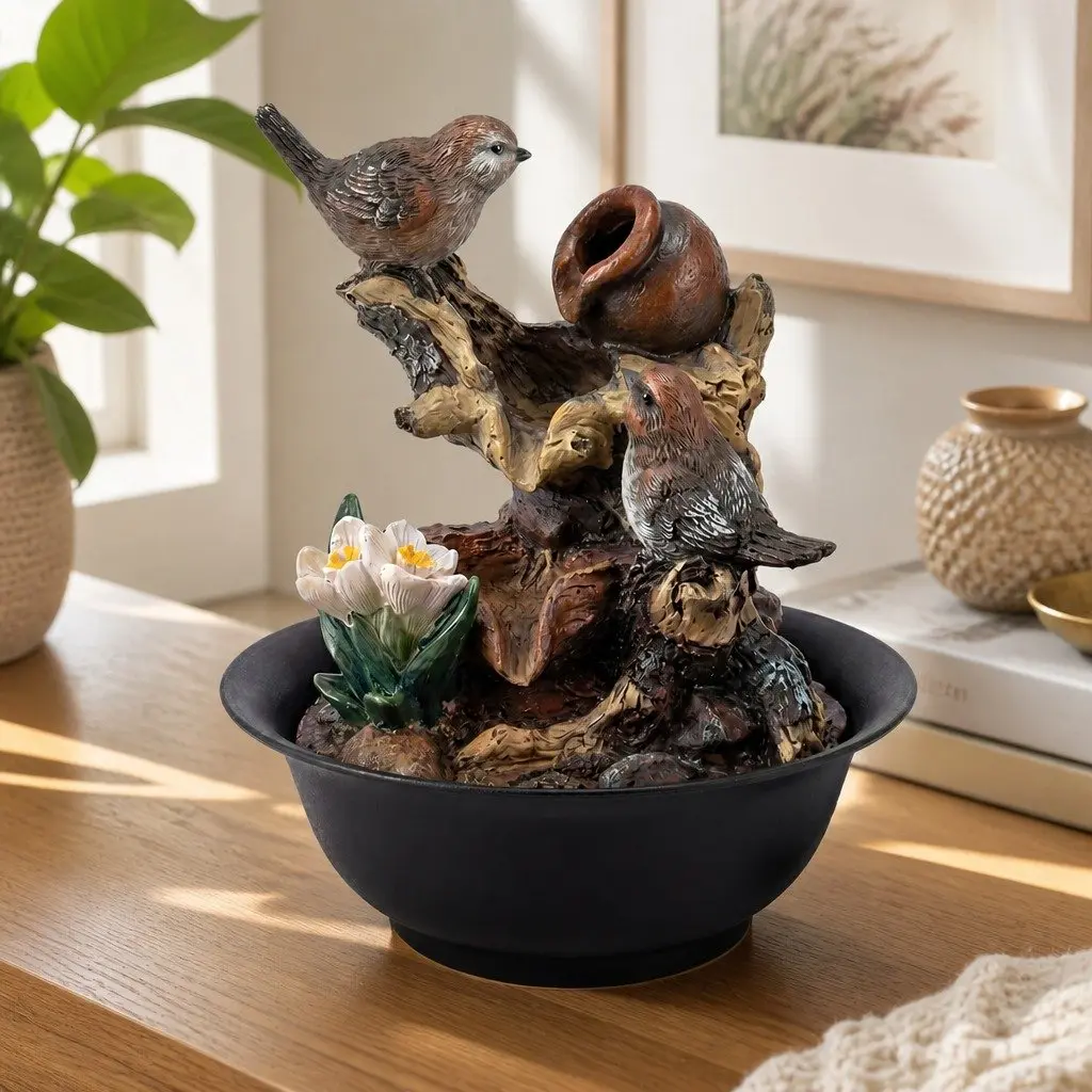 Tabletop Water Fountain Colour Changing LED Bird Indoor Decor 21cm x 21cm x 26.5cm