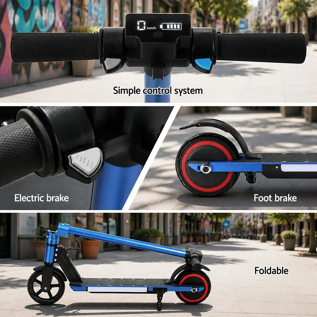 Electric Scooter 130W Foldable Portable Blue 16km/h