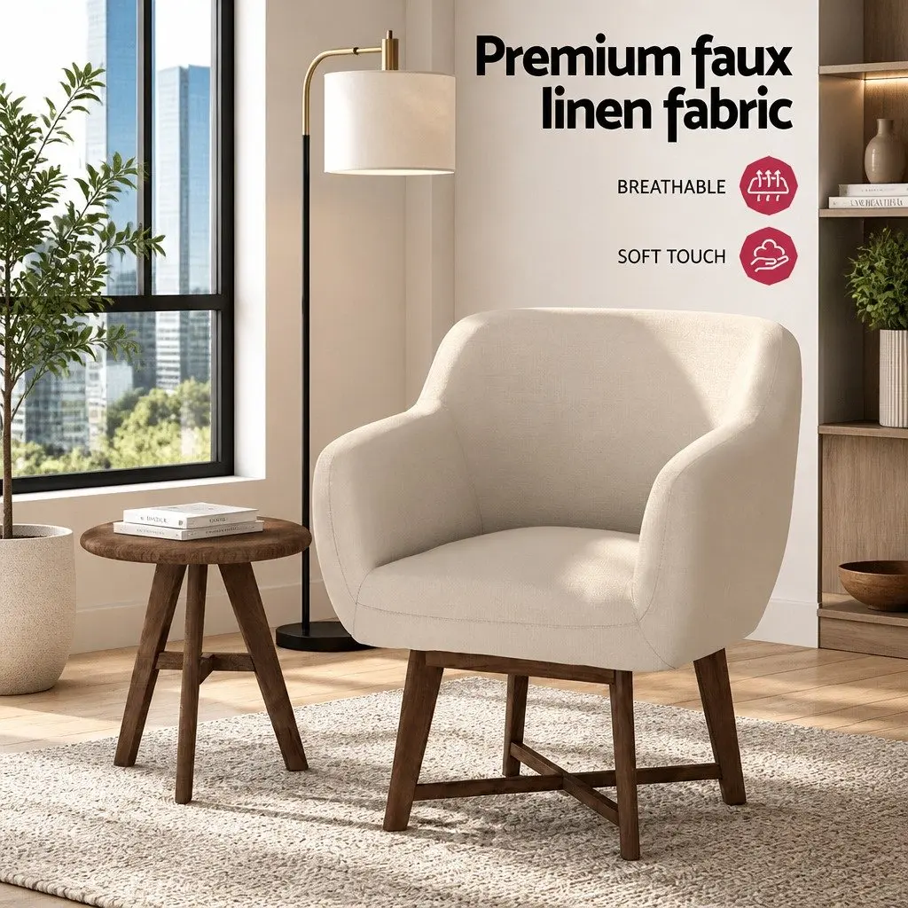 Armchair Criss-Cross Base Beige Modern Accent Lounge Seat
