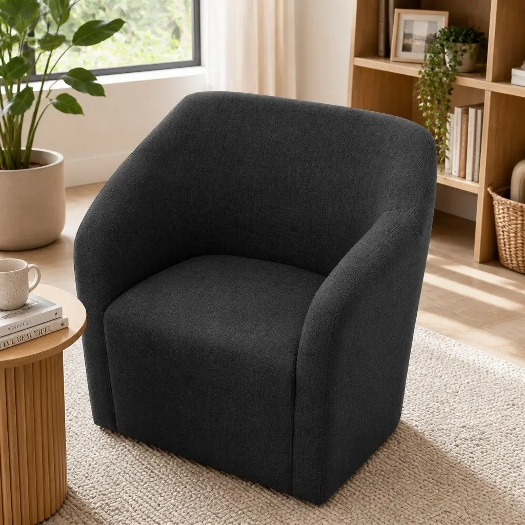 Armchair Charcoal High Resilience Foam Criss-Cross Base 67cm W x 70cm D x 82cm H