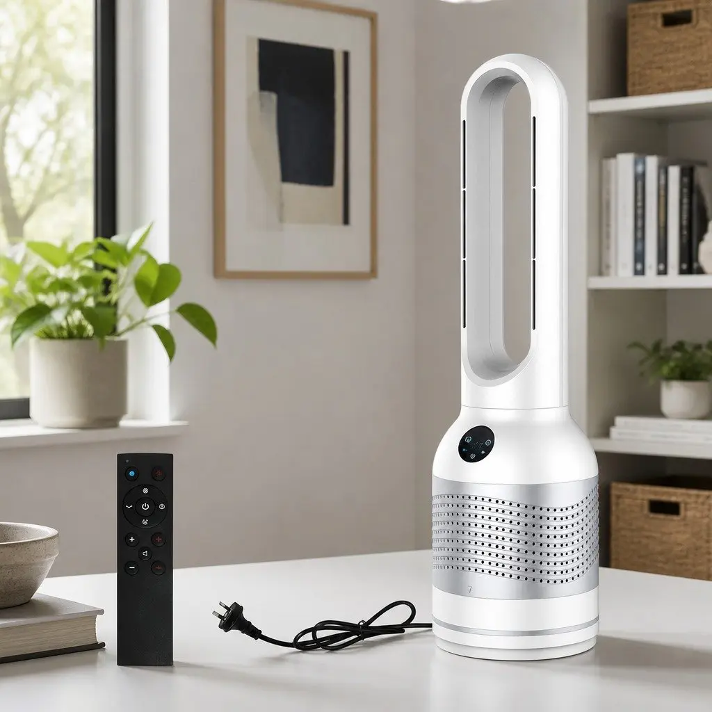 Bladeless Fan Cooler Heater Air Purifier 3in1 HEPA Filter 80° Oscillation 22cm x 22cm x 78cm