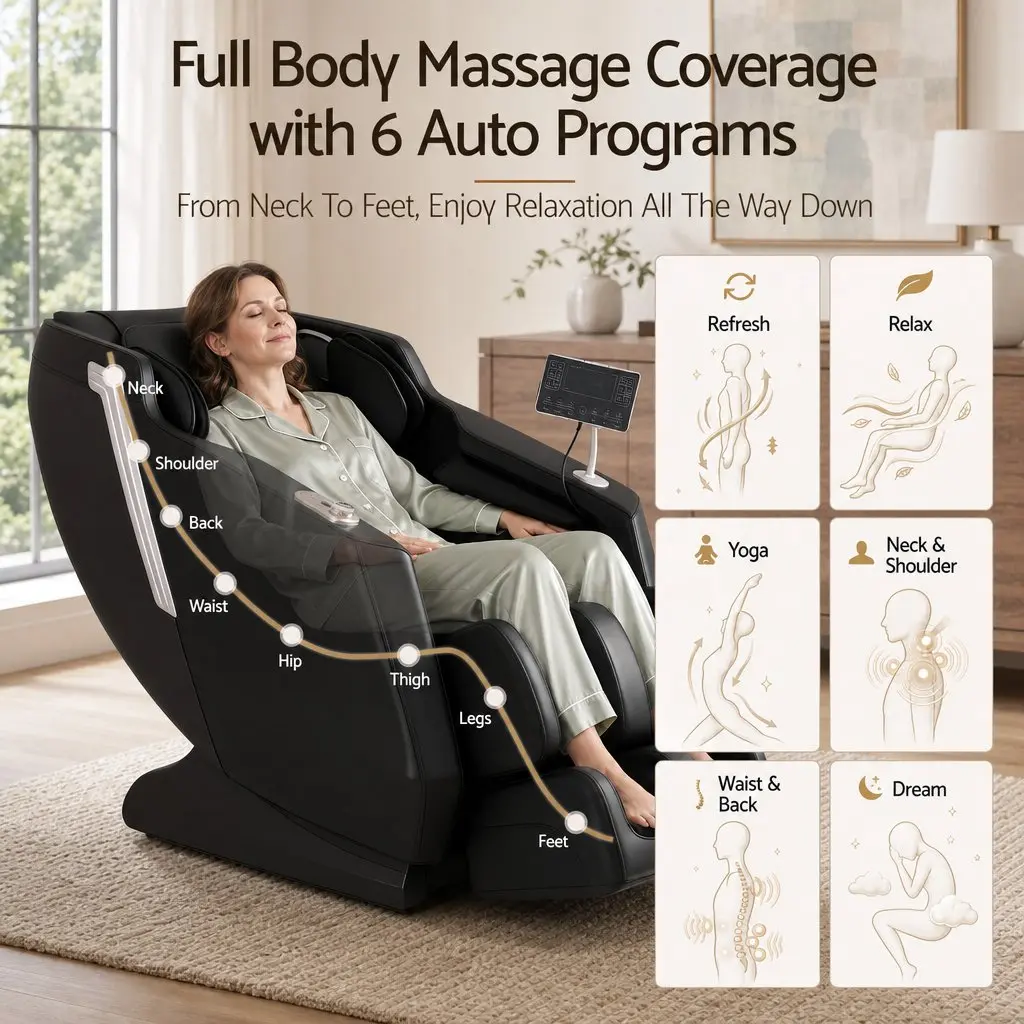 Massage Chair Full Body Zero Gravity Recliner with Heat 24 Airbags Adjustable Roller Strength