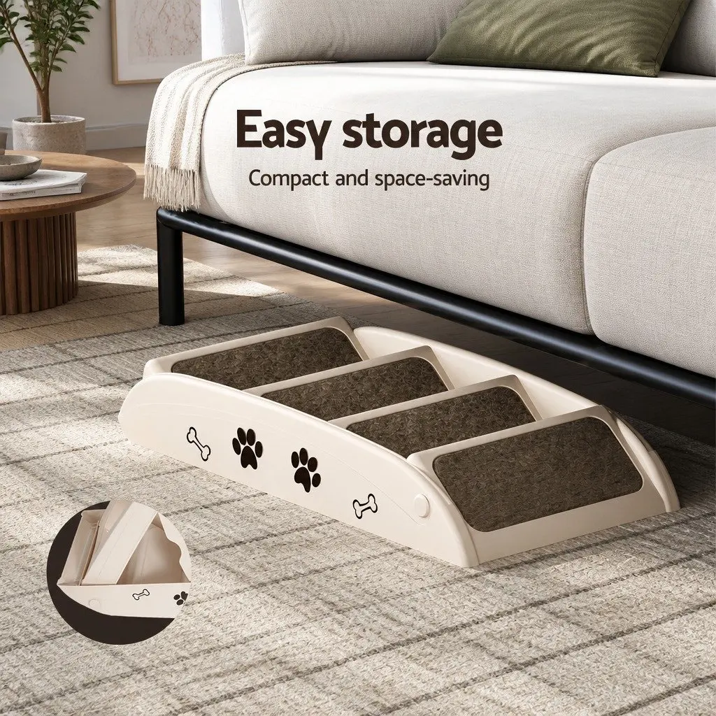 Dog Steps Ramp Portable Foldable Access Beige 62cm x 40cm x 49cm